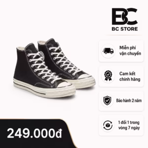 Giày Sneaker Cổ Cao Nam Nữ Canvas Màu Đen Phong Cách Classic